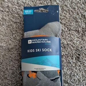 New! Mountain Warehouse Kids Ski Socks - Gray and Orange Size 2-5
